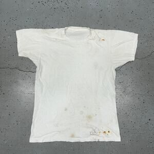 White vintage Distressed 60s/70s cotton t-shirt with a relaxed fit